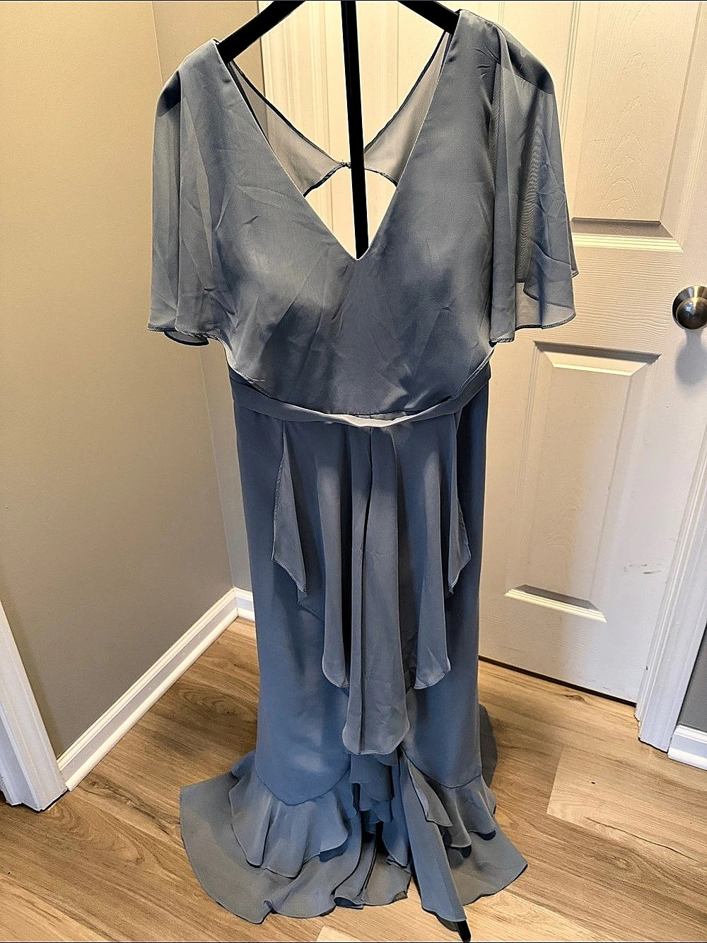 JJ’s house Blue Ruffle Maxi Dress NWT